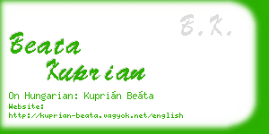 beata kuprian business card